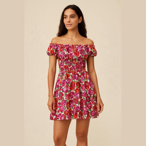 Love Chesley Floral Dress - Women's M - Ruffled Off-Shoulder